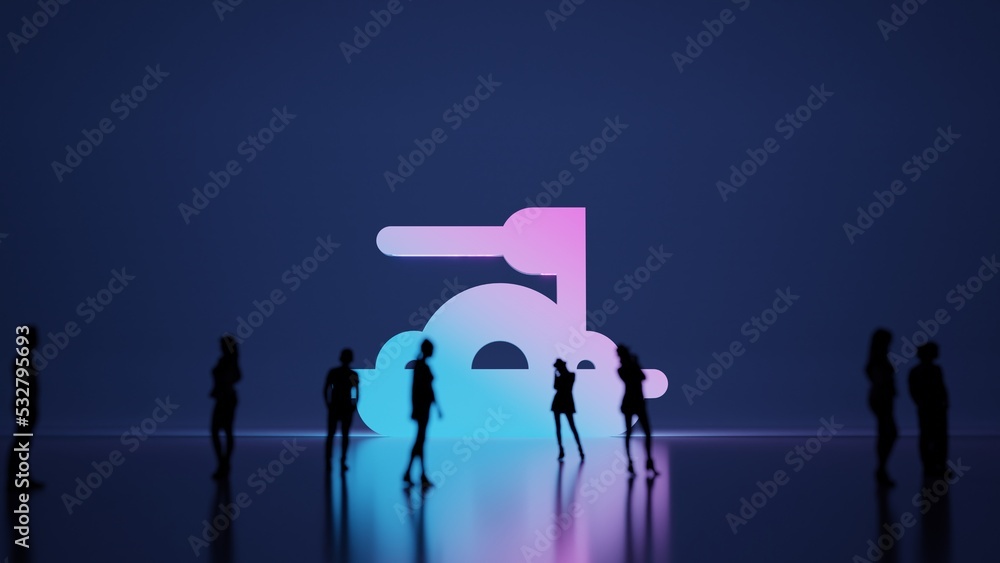 Aufkleber 3d rendering people in front of symbol of spaghetti on background