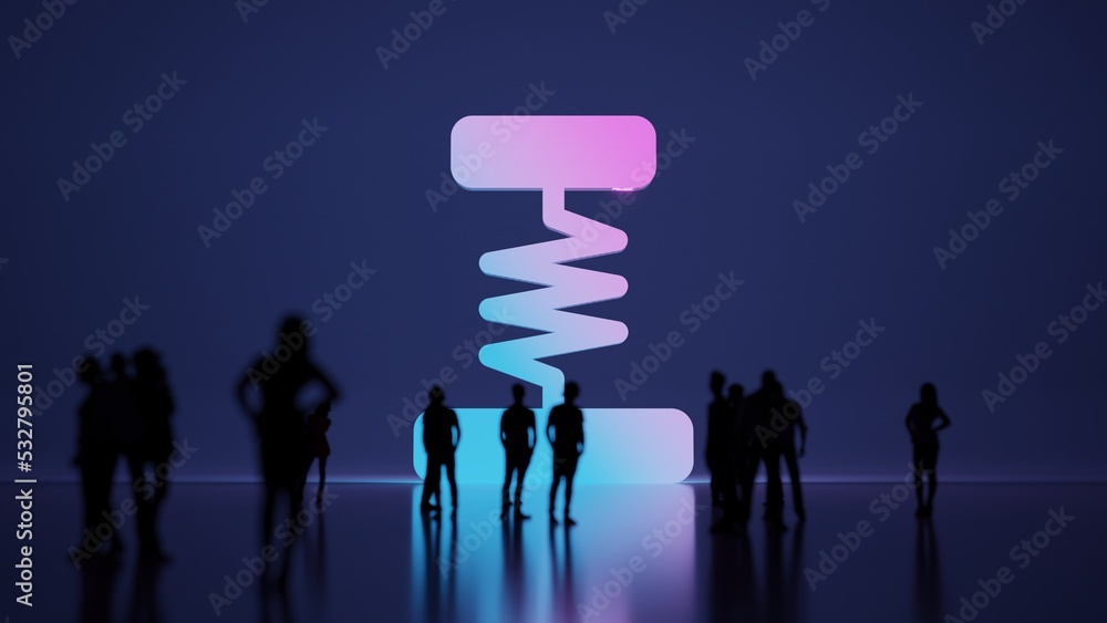Poster 3d rendering people in front of symbol of spring on background