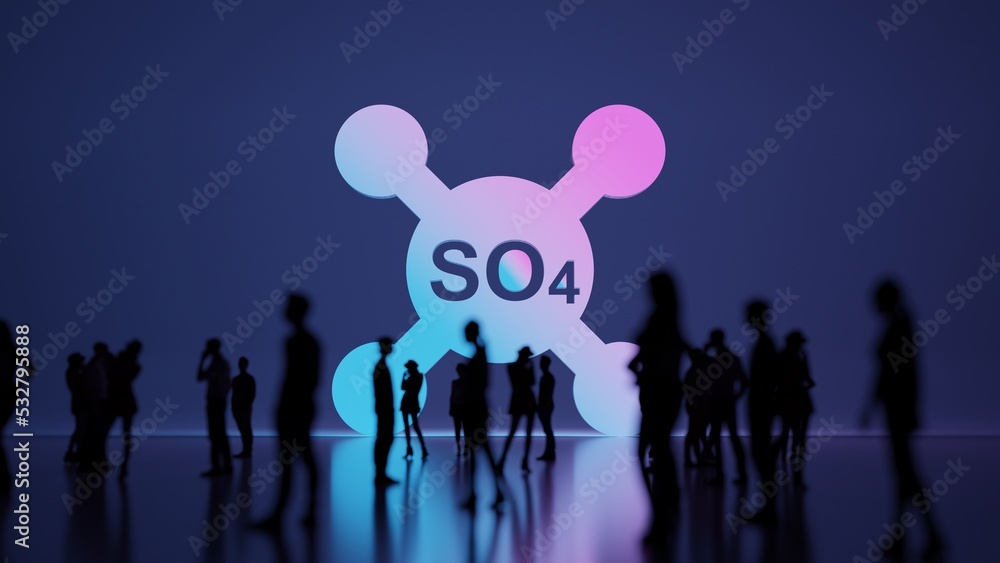 Poster 3d rendering people in front of symbol of sulfate on background