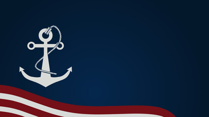 blue background anchor silhouette with copy space, Suitable to use on Columbus day event © Yogi