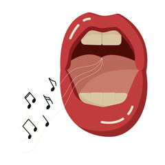 Vector illustration of a singing mouth. Music concept.