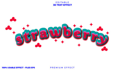 Strawberry Text effect 3D Design Template
