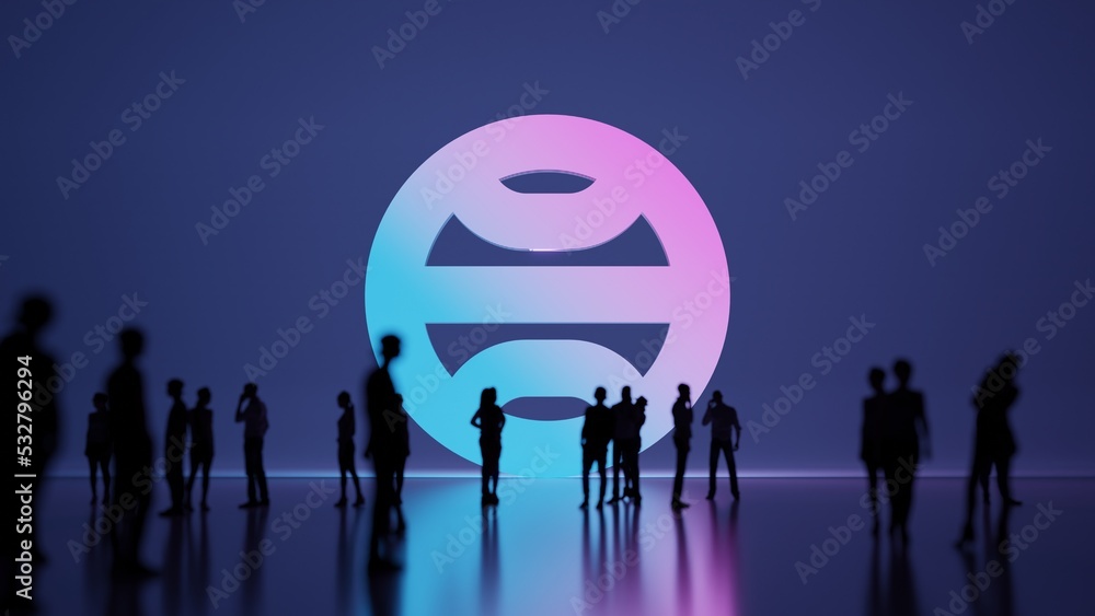 Poster 3d rendering people in front of symbol of terra symbol on background