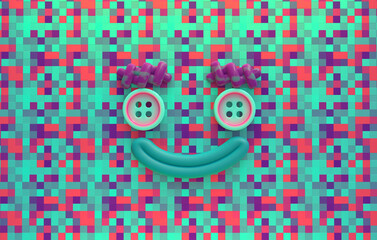 Smiling cute monster creature 3d Face