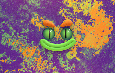 Smiling cute monster creature 3d Face