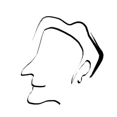 line art head silhouette with hair