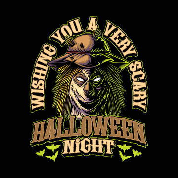 Halloween Scarecrow Head Illustration Design