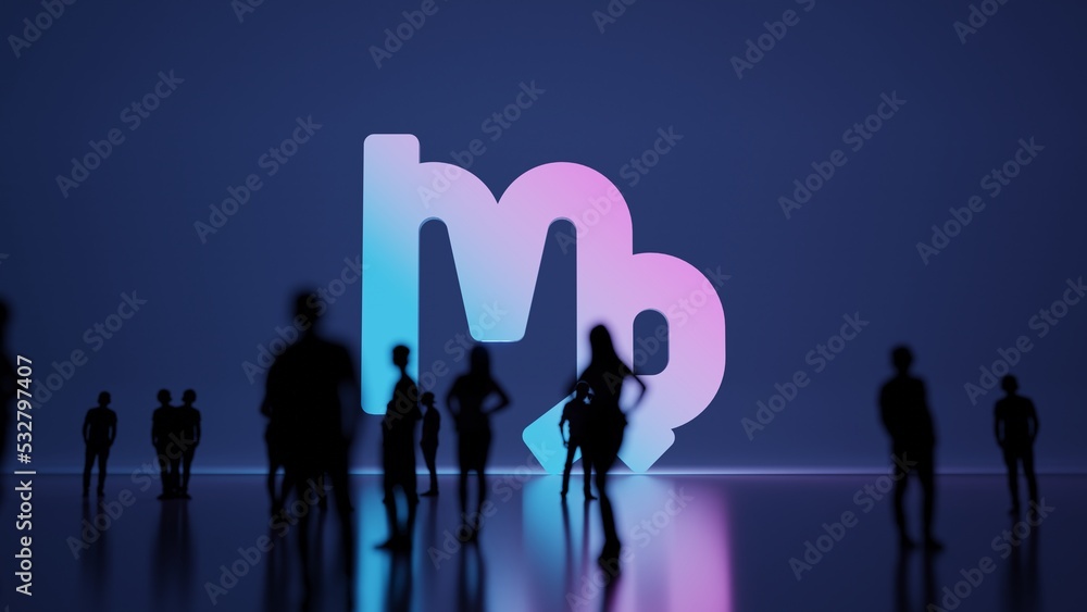 Poster 3d rendering people in front of symbol of virgo zodiac on background