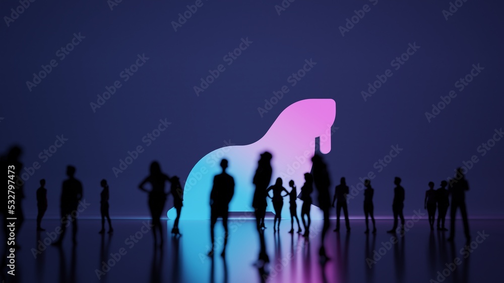 Poster 3d rendering people in front of symbol of walrus on background