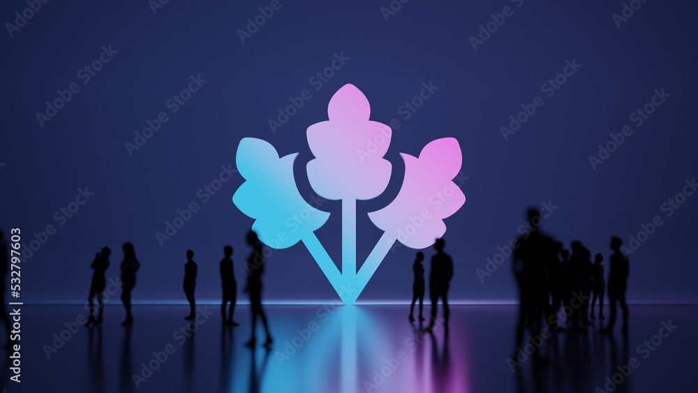 Poster 3d rendering people in front of symbol of wheat on background