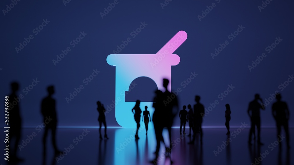 Poster 3d rendering people in front of symbol of yogurt on background