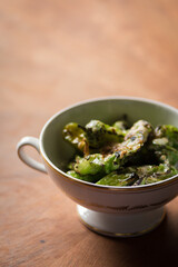 Green peppers in bowl