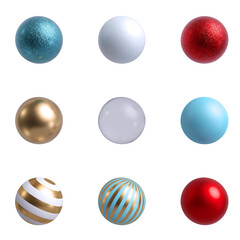 Red Christmas balls with glitter. 3d illustration.