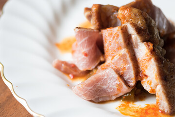 Cooked meat at restaurant