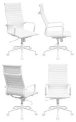 White office chair. Isolated from the background. View from different sides