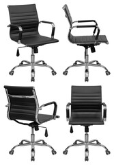 Black office chair. Isolated from the background. View from different sides