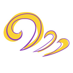 Purple and yellow abstract symbol. Colourful icon logo set on white background.