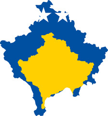 Obraz premium Kosovo map city color of country flag.