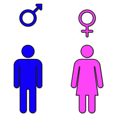 Man and woman icon and male and female symbol with color on white background. Vector illustration