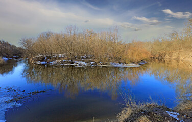 spring scene on river