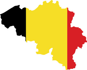 Obraz premium Belgium map city color of country flag.