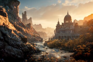 Obraz premium Domed palace by the river