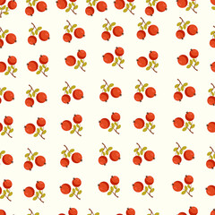 Autumn hand drawn seamless pattern with seasonal elements on white background. Great for fabric, wallpaper, textile, packaging. Vector illustration.
