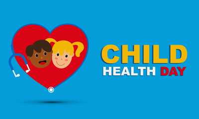 Child health day background design with happy kids illustration   