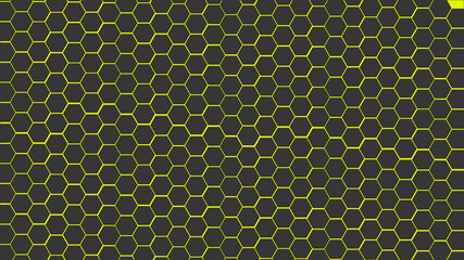 Black hexagon and yellow background