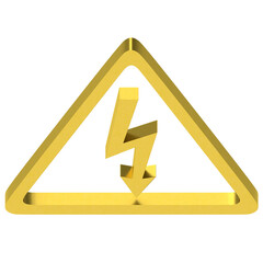 3D rendering illustration of high voltage electric shock symbol