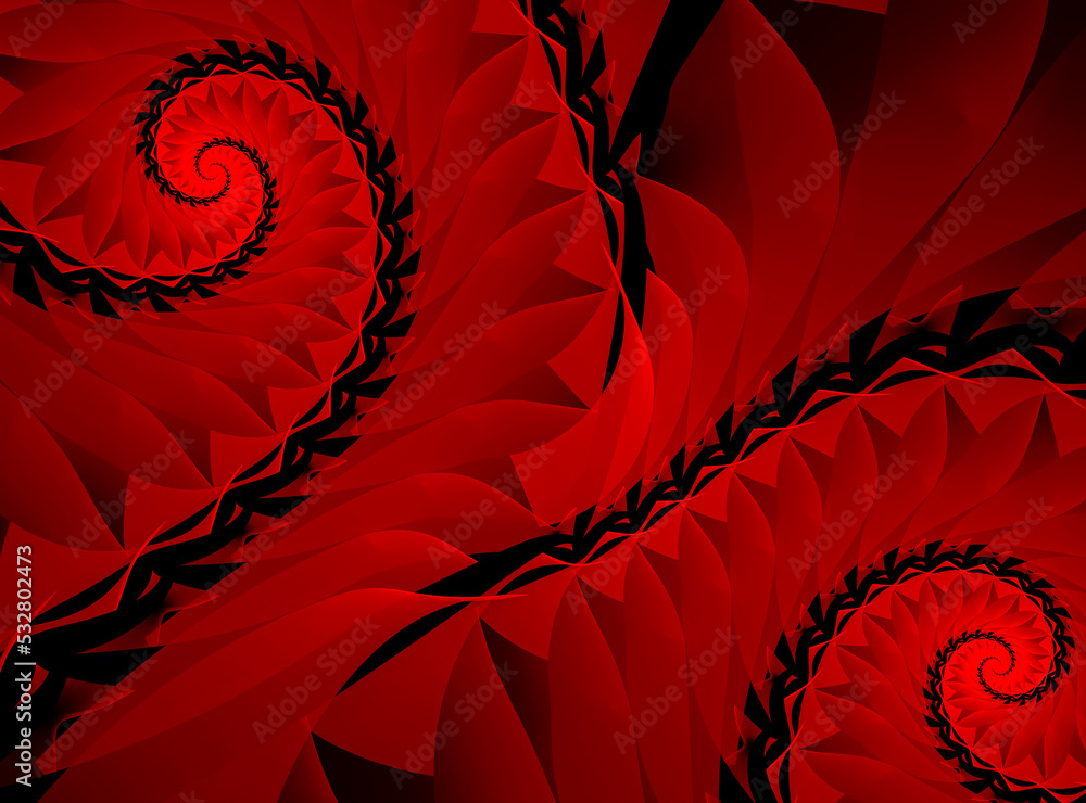 Poster fractal spiral. abstract fractal patterns and shapes. dynamic flowing natural forms.