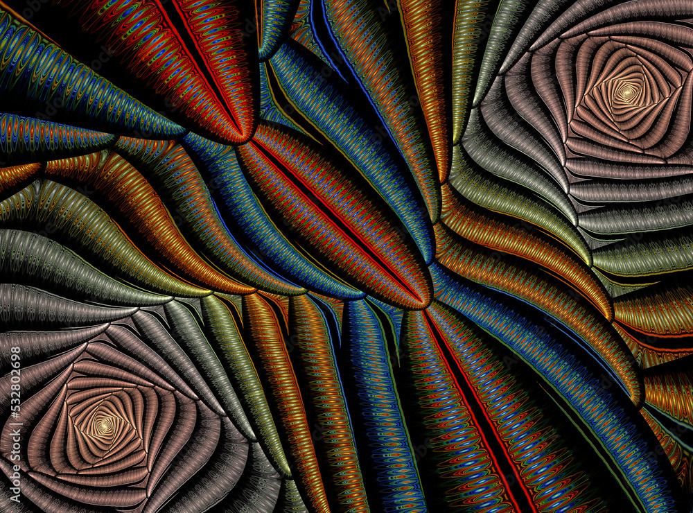 Poster fractal spiral. abstract fractal patterns and shapes. dynamic flowing natural forms.