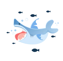 Fotobehang illustration of a shark in the waves © creative art