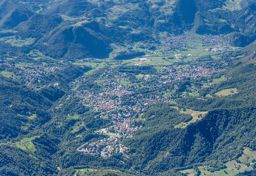Barzio and Moggio villages in Valsassina valley, Italy