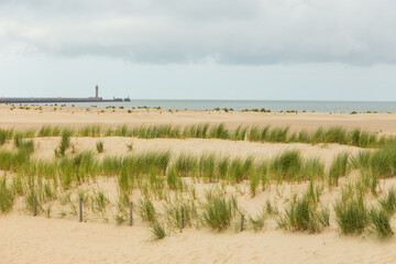 Plage de Malo-les-Bains, a large beach. Dunkirk, France.