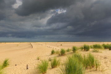 Fototapeta na wymiar Plage de Malo-les-Bains, a large beach. Dunkirk, France.