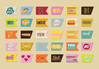 Set of Digital Hand Drawing Cute Planner Sticker for Scrapbooks and Printable Stuff