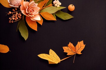 Holiday, school composition with autumn bouquet, inspiration first september, paper flags and a light garland on a black chalkboard September 1 is the day of knowledge Back to school concept , anime s