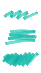 Set of blue marker strokes different shapes. Blue spots isolated on white background. Strokes drawn with markers. Element for design