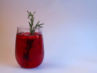 Iced hibiscus tea or red cold fruit drink