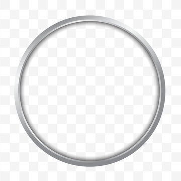 Realistic metallic aluminum frame of circular shape on transparent background with shadow, vector