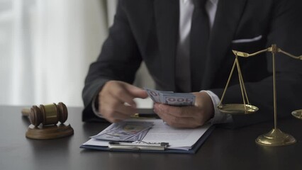 Corrupt lawyers count money, hide bribes in shirts. forgery of documents Corrupt judges or bidders counting money in the blackroom. Black market. Criminals. Dirty judges counting dollars.