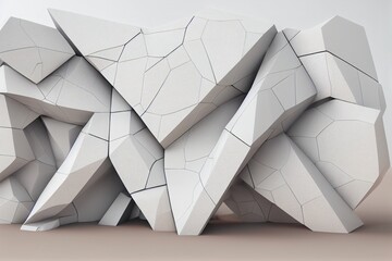 abstract white color geometric Stone and Rock shape concept, design for cosmetic or product display podium 3d render