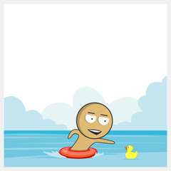 Obraz na płótnie Canvas Man swims in the sea