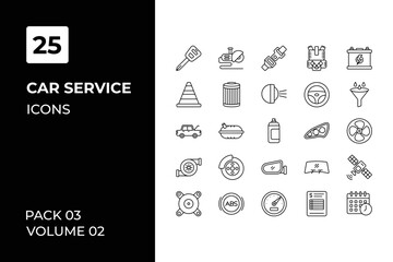 Car Service icons collection. Set vector line with elements for mobile concepts and web apps. Collection modern icons.