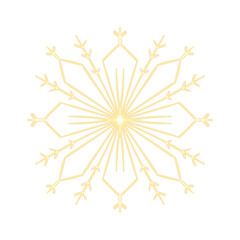 Gold hand drawn Snowflake for Christmas design.  Winter Holidays isolated elements