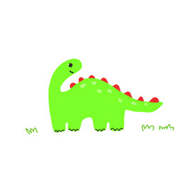 Green cartoon dinosaur. Children's illustration for a poster, postcard, print on clothes.