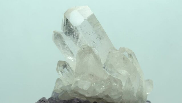 close up quartz transparent with crystals