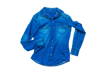 Blue denim women's jacket isolated on white background