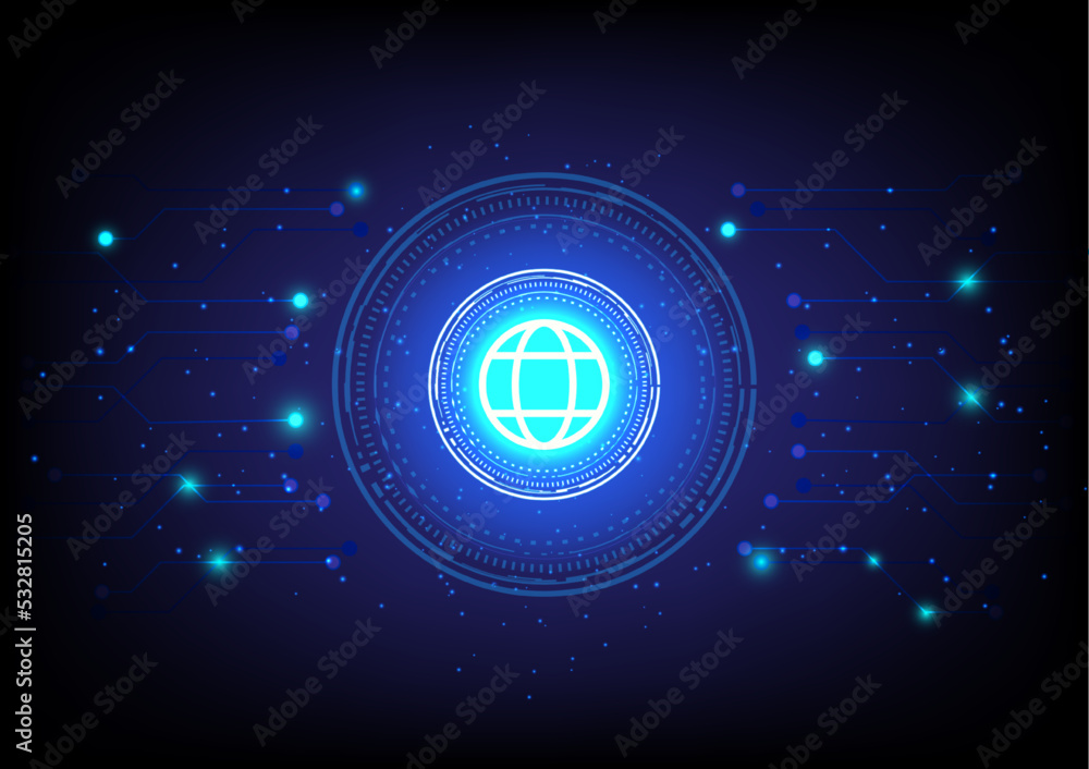 Poster circle high tech technology background glowing globe symbol